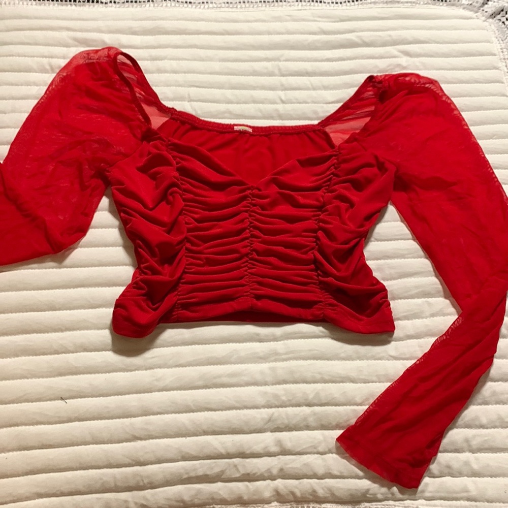 Red Ruched Crop Top
